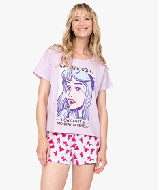 GEMO Pyjashort femme avec motif XXL - Disney Rose