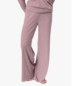 GEMO Bas de pyjama large en maille côtelée extra douce femme Violet