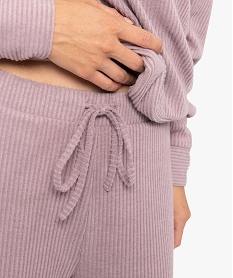 bas de pyjama femme large en maille cotelee extra douce violetC106701_2