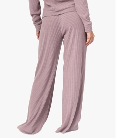 bas de pyjama femme large en maille cotelee extra douce violetC106701_3