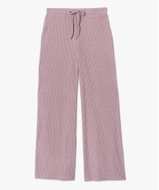 bas de pyjama femme large en maille cotelee extra douce violetC106701_4