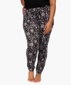 GEMO Pantalon de pyjama femme grande taille resserré dans le bas Imprimé