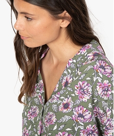 haut de pyjama femme forme chemise a motifs fleuris imprimeC107001_2