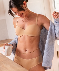 GEMO Soutien-gorge bandeau en microfibre avec bretelles muti-positions Beige