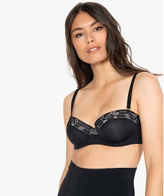 GEMO Soutien-gorge balconnet en microfibre et dentelle Noir