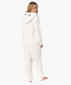 combinaison pyjama femme douillette imprime avec capuche animee beigeC108601_3
