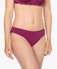 GEMO Tanga sans coutures en microfibre et dentelle femme (lot de 2) Violet