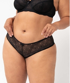 shorty en dentelle et tulle femme grande taille noir shortiesC112001_1