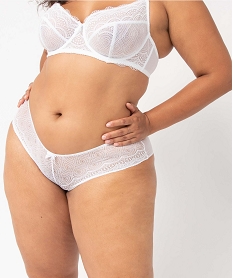 GEMO Shorty en dentelle et tulle femme grande taille blanc vif