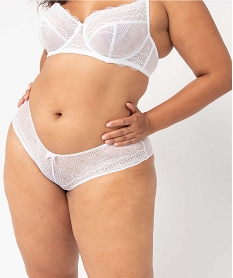 shorty en dentelle et tulle femme grande taille blanc shortiesC112101_1