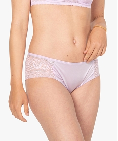 shorty femme en satin et hanches en dentelle roseC113101_1