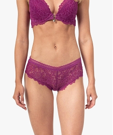 shorty femme en dentelle et tulle roseC113601_1