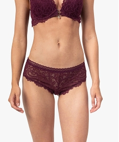 GEMO Shorty femme en dentelle et tulle Violet