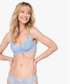 GEMO Soutien-gorge forme corbeille en dentelle femme Bleu