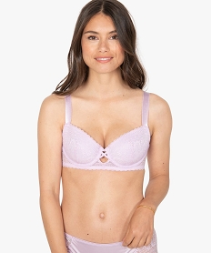 GEMO Soutien-gorge femme corbeille en dentelle et larges bretelles Rose