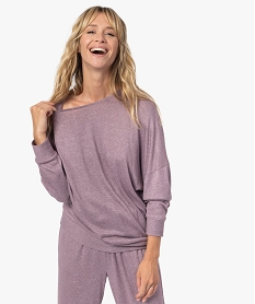 haut de pyjama a manches chauve-souris femme violet hauts de pyjamaC117901_1