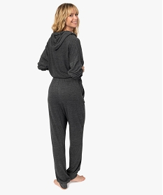 combinaison femme a capuche en maille douce gris pyjamas ensembles vestesC118501_3