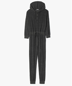 combinaison femme a capuche en maille douce gris pyjamas ensembles vestesC118501_4