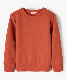 GEMO Sweat garçon avec motifs en relief orange vif