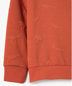 sweat garcon avec motifs en relief orange sweatsC119701_2