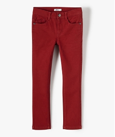 GEMO Pantalon garçon coupe skinny en toile extensible Rouge