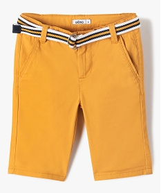 GEMO Bermuda en coton avec ceinture tricolore garçon Jaune
