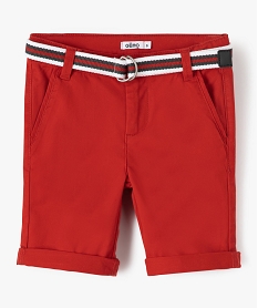 GEMO Bermuda en coton avec ceinture tricolore garçon rouge standard
