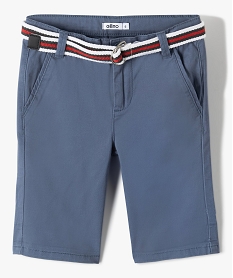 GEMO Bermuda en coton avec ceinture tricolore garçon bleu standard