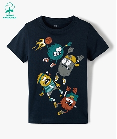 GEMO Tee-shirt garçon à manches courtes avec motifs monstres Bleu