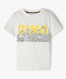 GEMO Tee-shirt garçon à manches courtes imprimé dinosaure Blanc