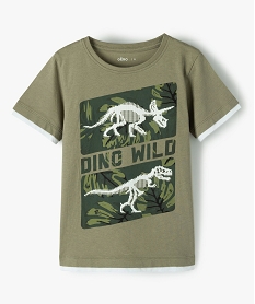 GEMO Tee-shirt garçon effet 2 en 1 avec large motif dinosaure Vert