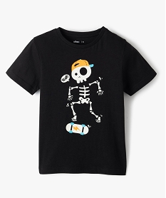 GEMO Tee-shirt garçon à manches courtes motif squelette phosphorescent noir standard