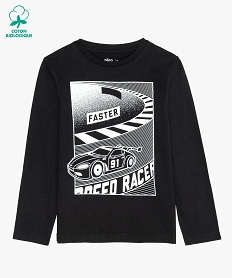 GEMO Tee-shirt garçon à manches longues avec large motif Noir