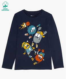 GEMO Tee-shirt garçon à manches longues avec motif XXL Bleu