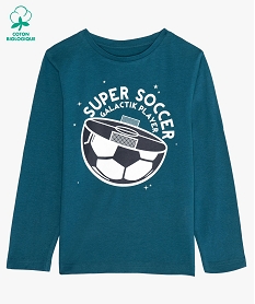 GEMO Tee-shirt garçon à manches longues avec motif floqué Bleu