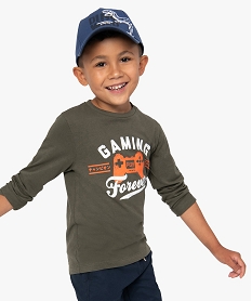GEMO Tee-shirt garçon imprimé à manches longues Vert