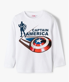 GEMO Tee-shirt garçon à manches longues imprimé Captain America - Marvel Blanc