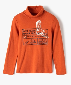 GEMO Tee-shirt garçon imprimé à manches longues et col roulé Orange