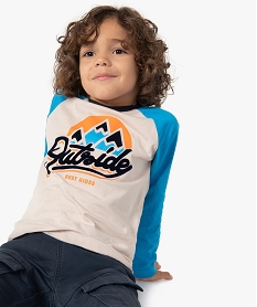GEMO Tee-shirt garçon à manches longues multicolore à motif velours Beige