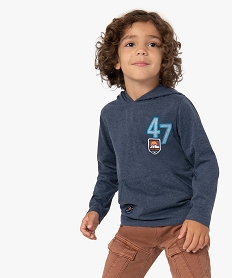 GEMO Tee-shirt garçon à manches longues et capuche Bleu