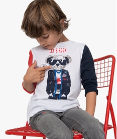 GEMO Tee-shirt garçon à manches longues imprimé - LuluCastagnette Blanc