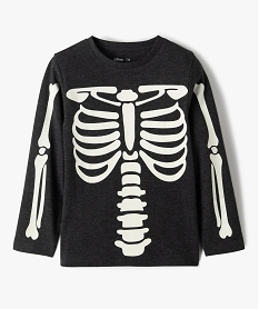 GEMO Tee-shirt garçon à manches longues motif squelette phosphorescent Gris