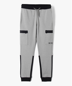 pantalon de sport garcon en molleton a poches laterales grisC138501_1