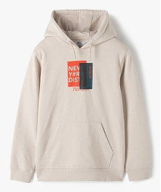 GEMO Sweat garçon à capuche avec motif ou inscription Beige