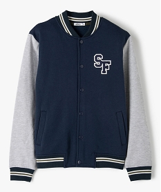 GEMO Sweat garçon façon veste teddy en molleton noir chine
