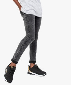 GEMO Jean garçon coupe skinny avec taille ajustable Noir