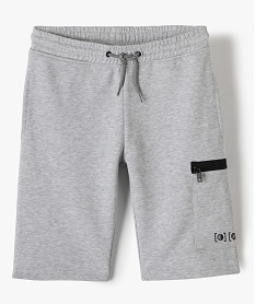 GEMO Bermuda garçon en maille jersey et poche zippée Gris