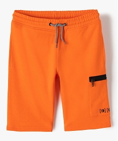 GEMO Bermuda garçon en maille jersey et poche zippée orange standard