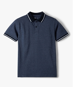 GEMO Polo garçon chiné à très fines rayures bleu standard
