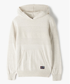 GEMO Pull garçon à capuche façon sweat Beige